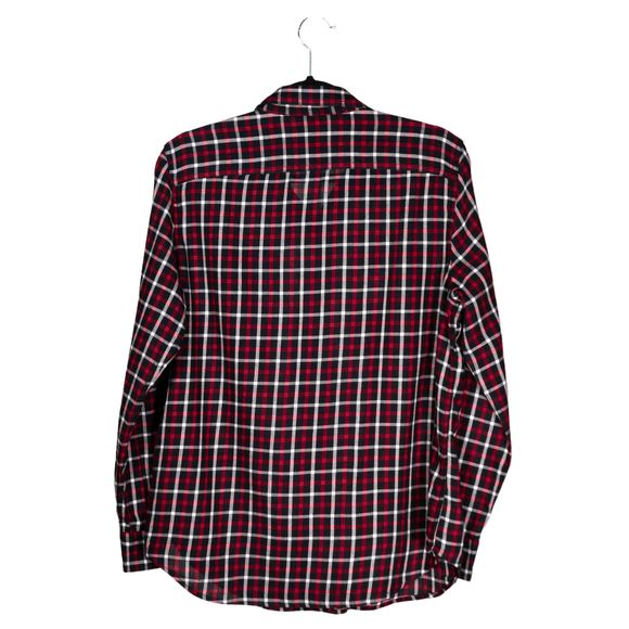 Chaps Ralph Lauren Women's Button Up Shirt Red Black Check Flannel Preppy Top L - Picture 2 of 9